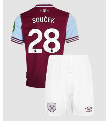 West Ham United Tomas Soucek #28 Hemmakläder Barn 2024-25 Kortärmad (+ Korta byxor)